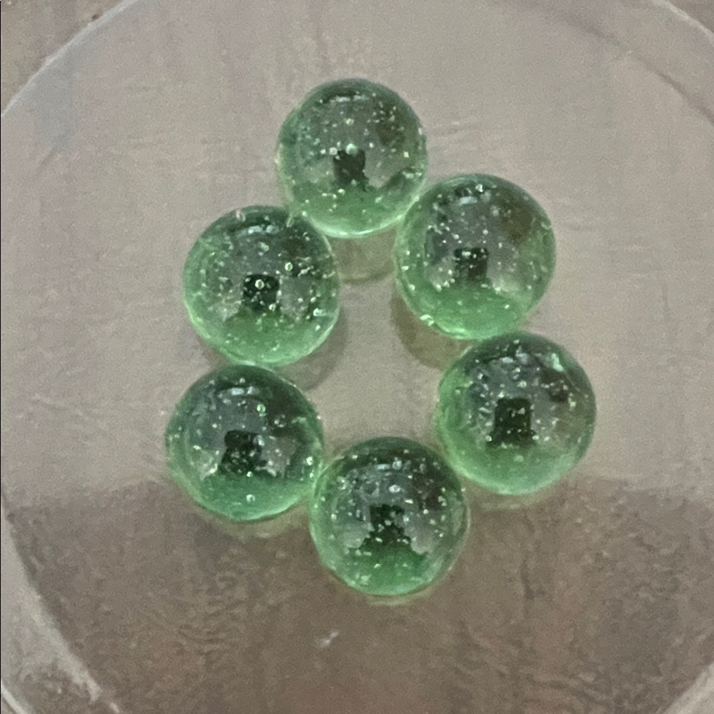 Set of Vintage Green Glass Marbles